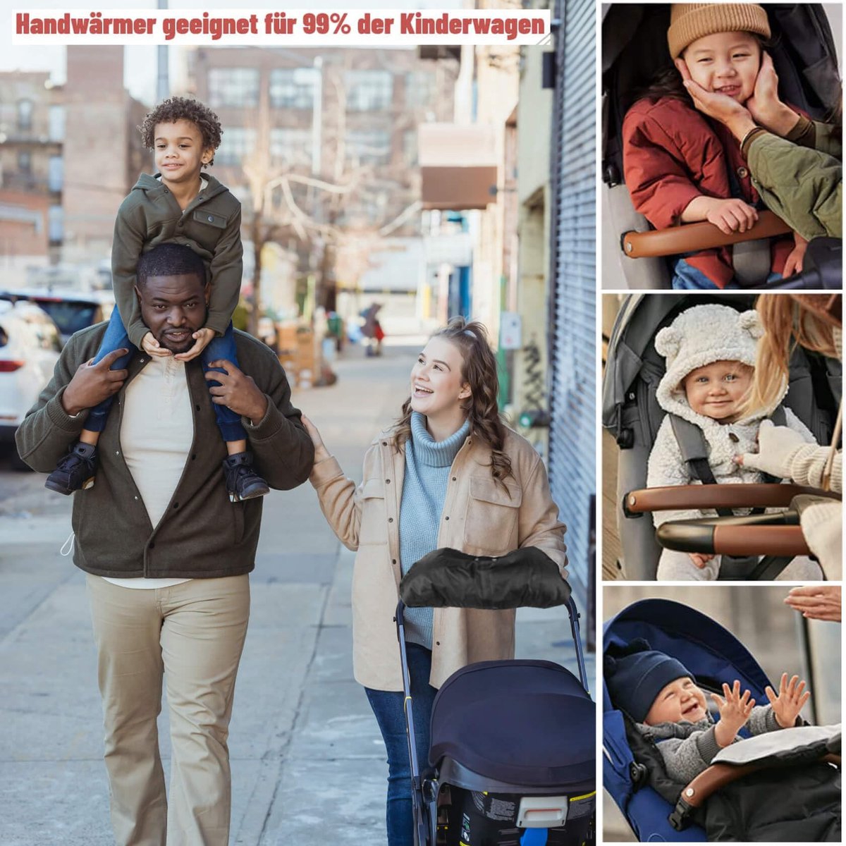 Handwarmer voor kinderwagen, universele maat, handwarmer voor kinderwagen, buggy, accessoires, kinderwagenmof met warm - ShopVlot