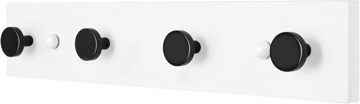 HASWARE 40 cm Wandmontage kapstokhaken, houten kapstok met 4 haken aluminium wandhaken, voor hoed handdoek hanger - ShopVlot