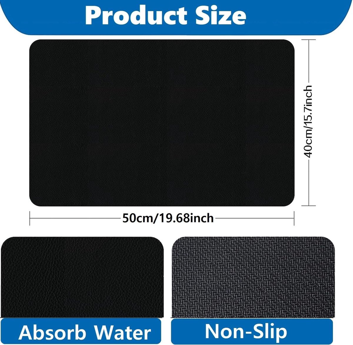 Drain Board Mats, 16 x 20 Inch Kitchen Dishwashing Mat, Hide Stain Water Absorbent Drying Mat with Non-Slip Rubber - ShopVlot