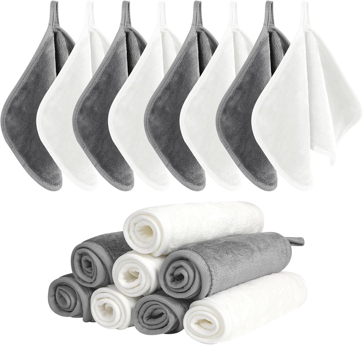 Make-up remover doekjes 8-pack - herbruikbare microvezel - zacht en effectief - verwijder make-up met alleen water - ShopVlot