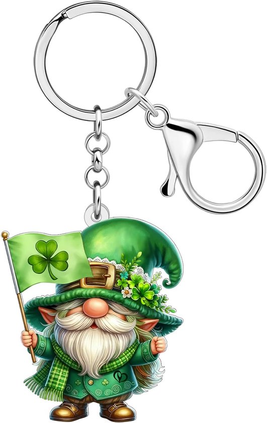 Sleutelhanger kabouter - Acryl gelukscharms - St Patricks Dag geschenk - Leuke accessoires voor vrouwen en kinderen - ShopVlot