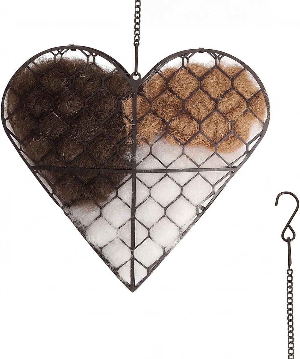 Vogelnest hart tuindecoratie - handgemaakt nestmateriaal - liefdevolle uitstraling - perfect voor balkon - ShopVlot