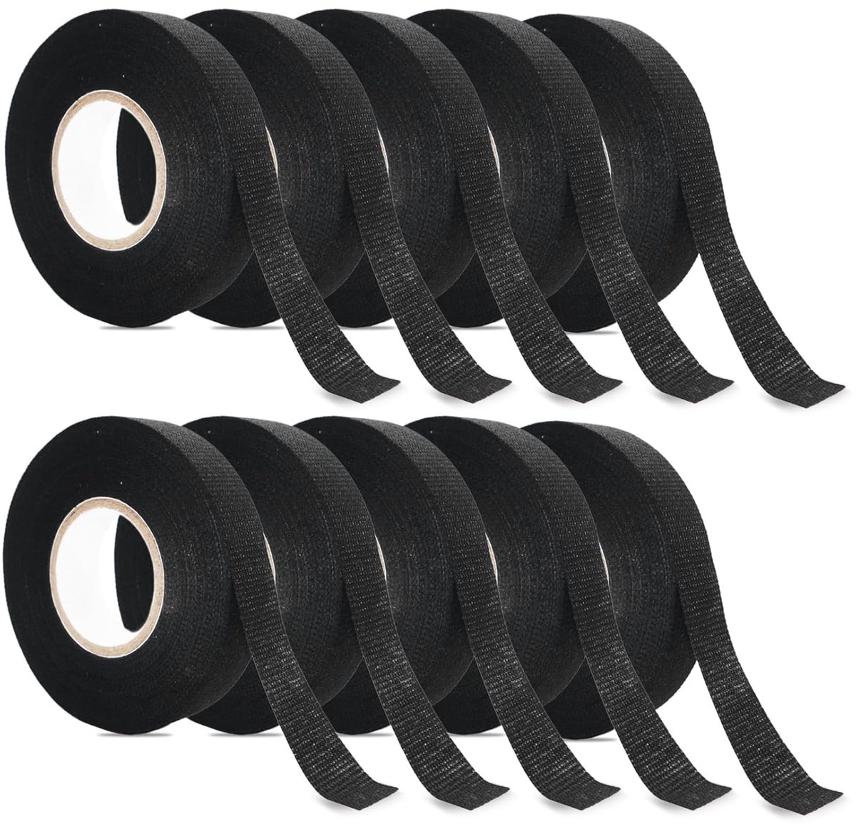 SnelShoppen - 10 Rollen 19 mm × 15 m Autoweefselband - Vlamvertragende Kabelboom Viltband - Hittebestendig Plakband - Organiseer Kabels in Voertuigen