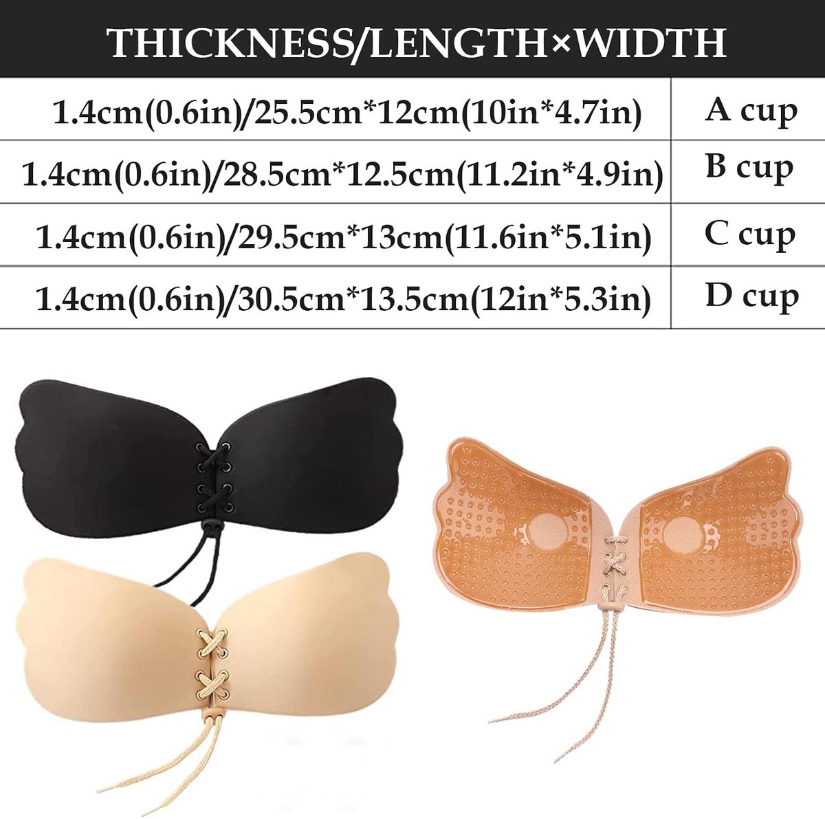 Zelfklevende BH 2 stuks - Strapless Push Up - Achterkant met trekkoord - Onzichtbaar en comfortabel - ShopVlot