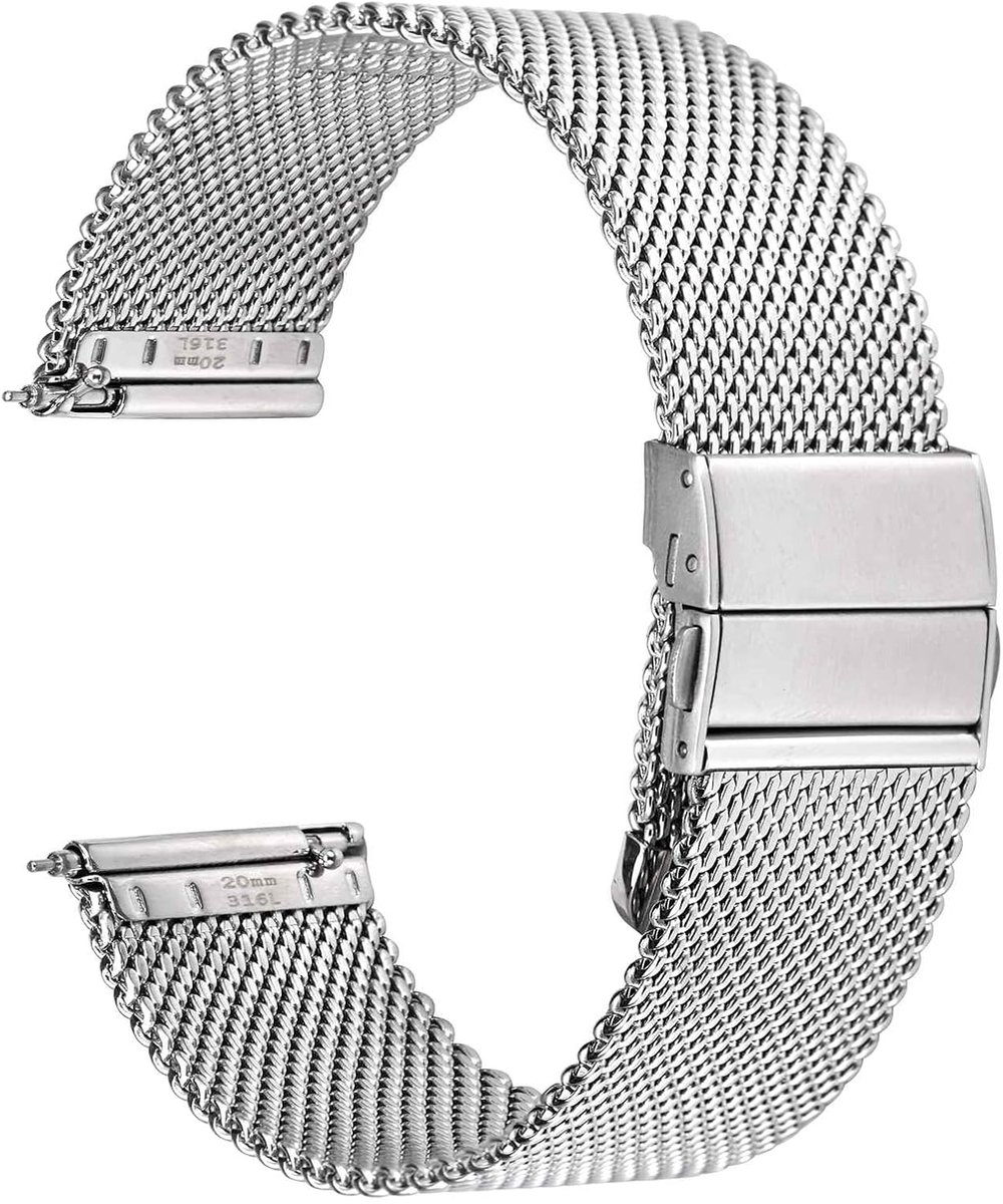 Horlogeband 14mm - 22mm Rvs 316L - Mesh Woven - Snelle bevestiging voor stijlvol comfort - ShopVlot