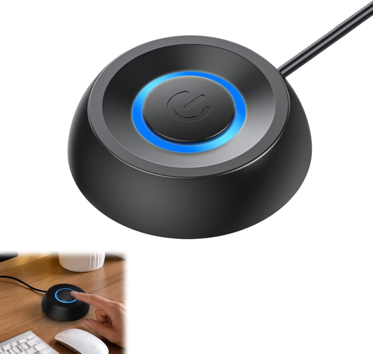 PC schakelaar extern - desktop power button met kabel - schakelaar met LED-licht - ideaal voor bureau-onderbouw - ShopVlot