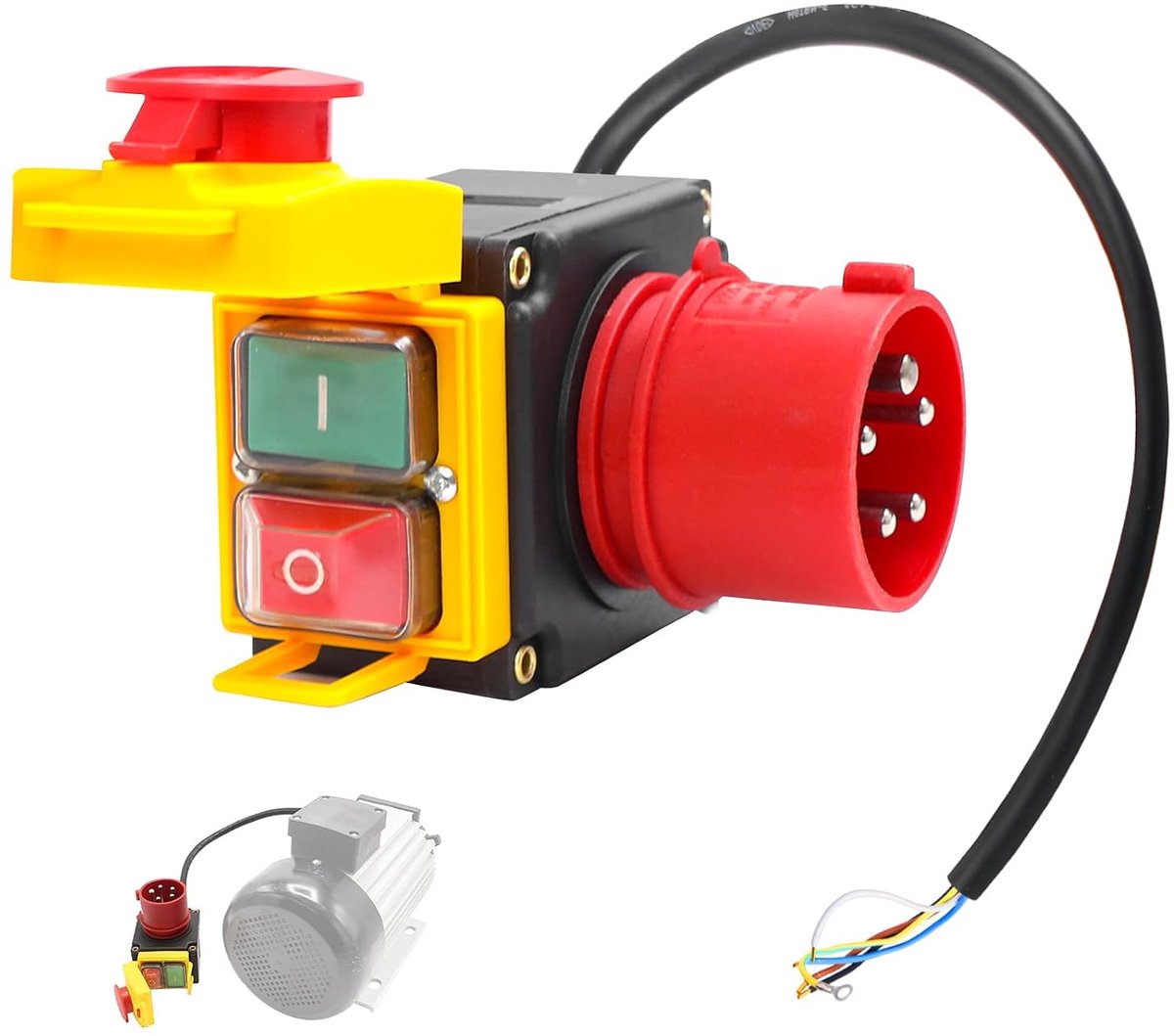 Machine schakelaar 3-fase - noodstop 400V - CEE plug - betrouwbare motorbescherming - ShopVlot