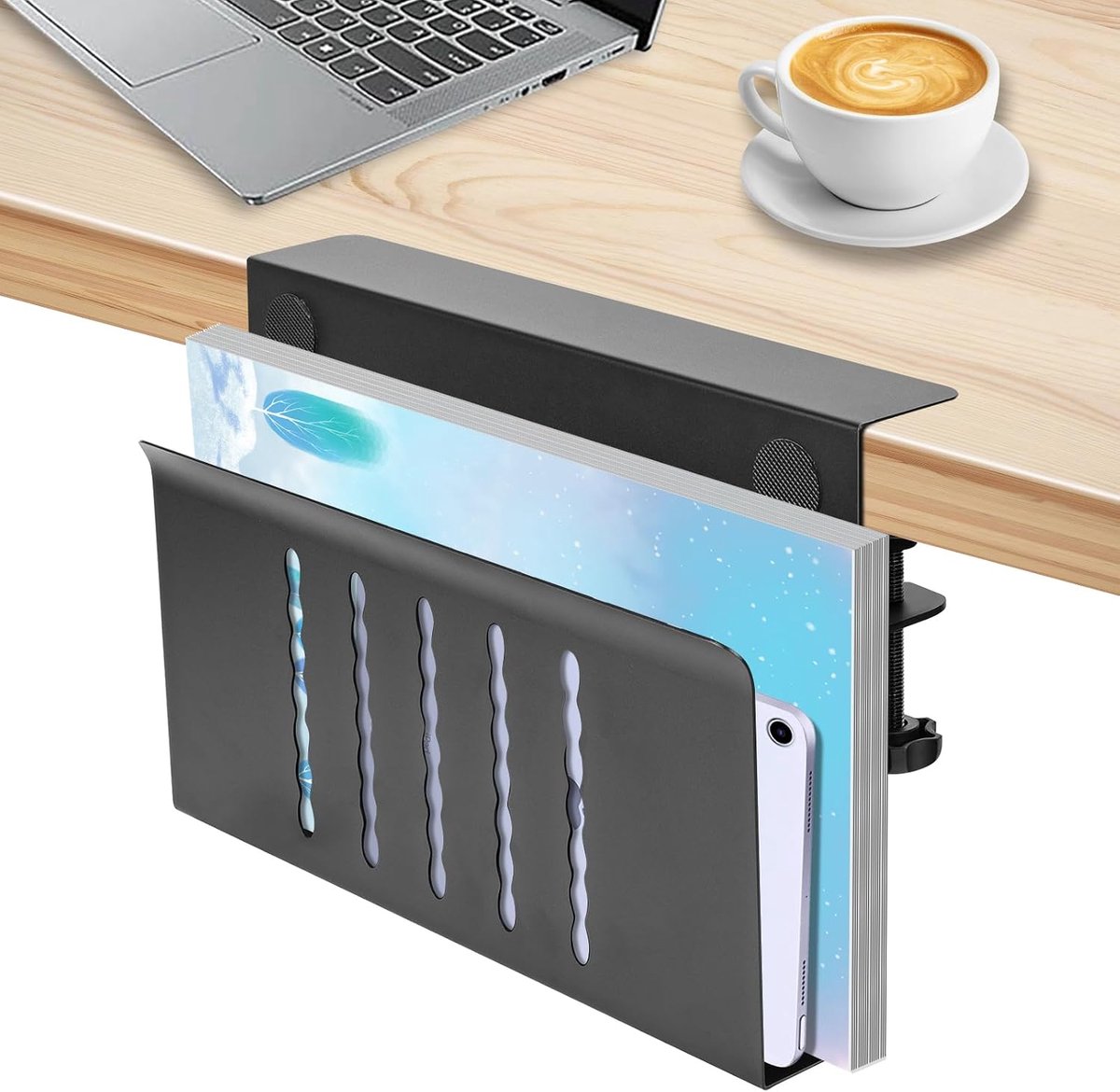 Desk organiser met kabelbeheer - Hoogwaardige carbon staal - Tablet en laptop houder - Ideaal voor een opgeruimd bureau - ShopVlot