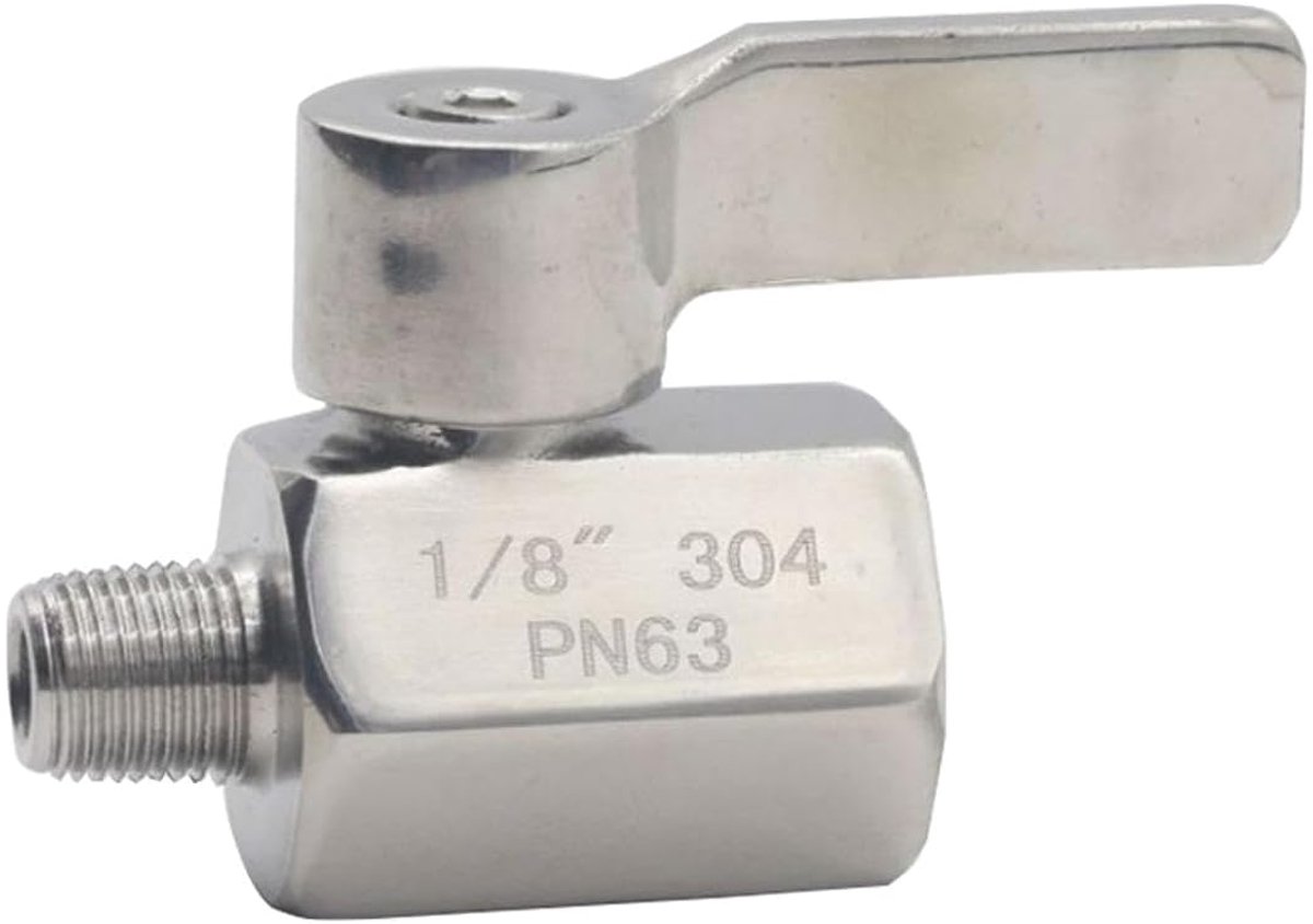 Kogelklep DN6 1/8'' - RVS Mini Kogelklep - NPT Draad Aansluiting - Duurzaam en Drukbestendig - ShopVlot