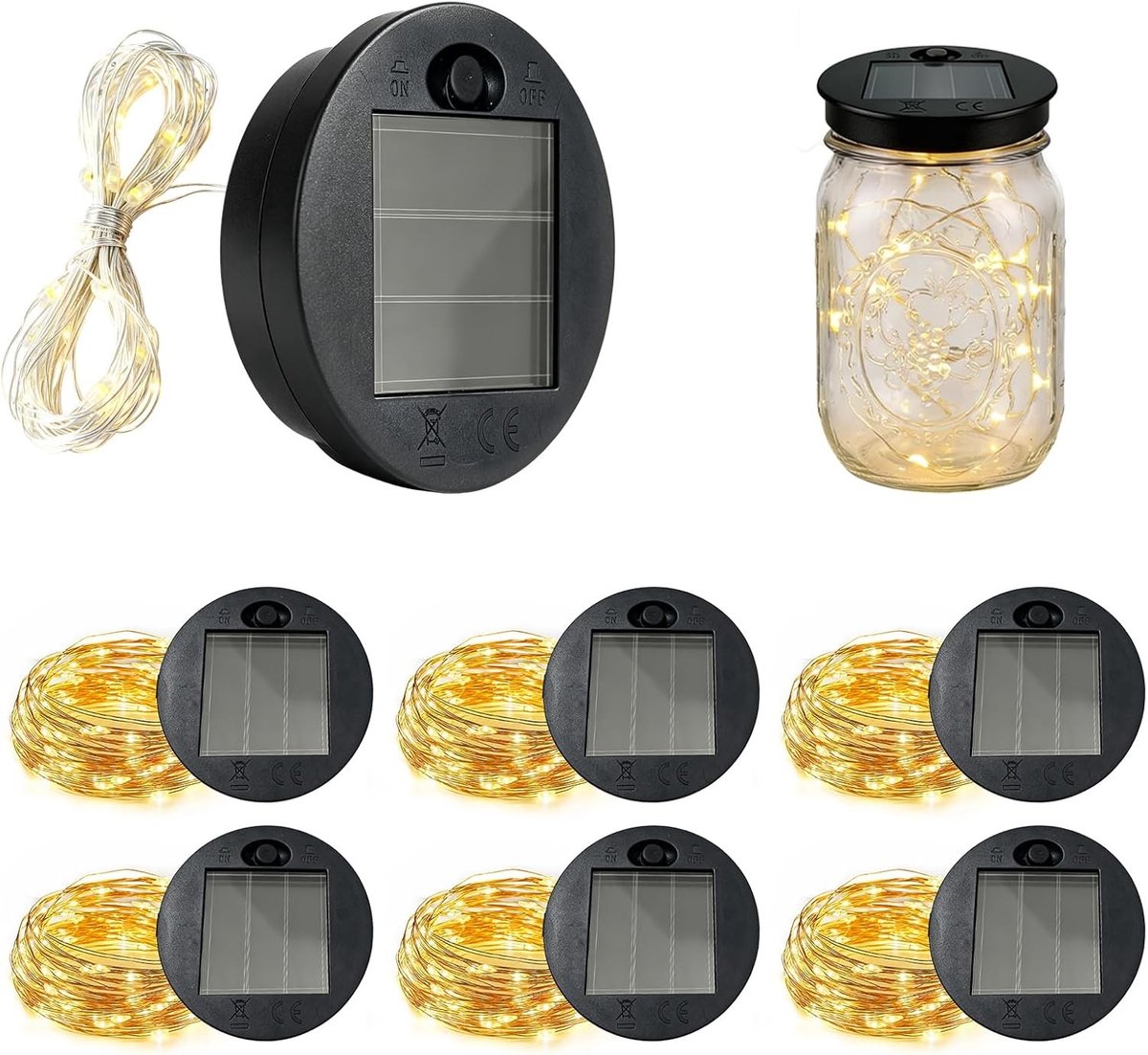 Reservelampen op Zonne-energie - 7 cm - Koperdraad Lichtkettingen - Voor Gieters en Tuindecoratie