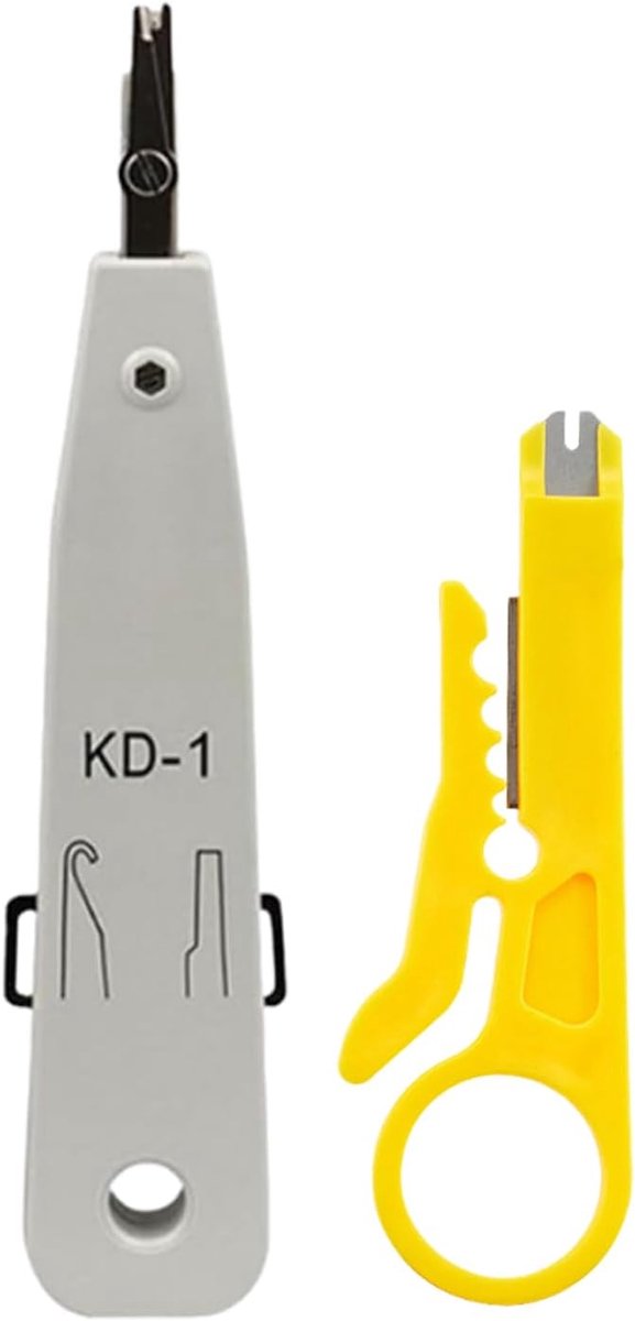 Punch down gereedschap met krimptang - slagtang met mini-stripper - voor netwerkstopcontacten - eenvoudig in gebruik - ShopVlot