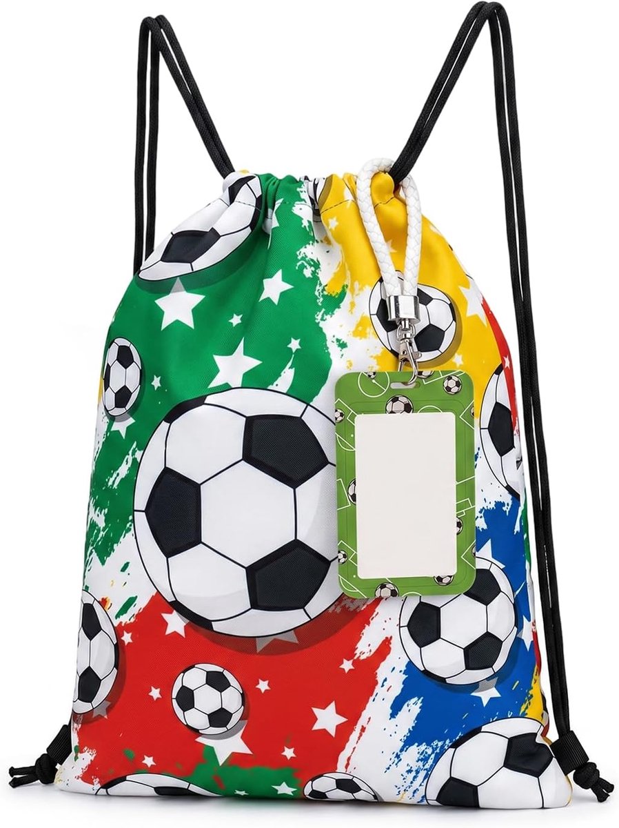 Rugzak met trekkoord 34x45 cm - voetbalprint - waterdicht - ideaal voor sport en school - ShopVlot