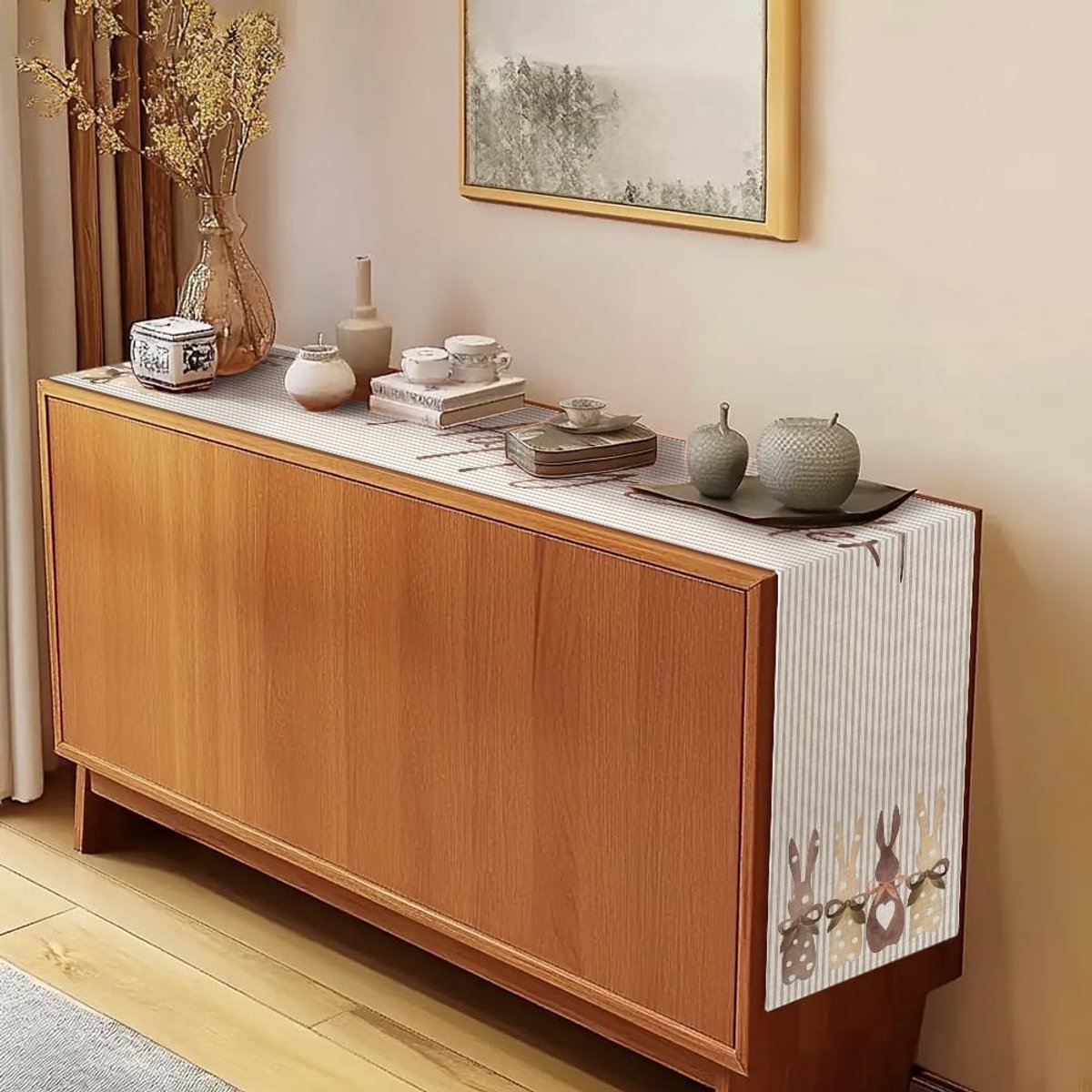 Tafelloper Paashaas 40 x 140 cm - Moderne Wasbare Tafelrunner - Festief Ontwerp - Perfect voor Eten met Familie - ShopVlot