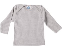 Baby shirt lange mouwen 62-68 - 45% KBA katoen 35% kbT wol 20% zijde - gemengd grijs - warm en comfortabel - ShopVlot
