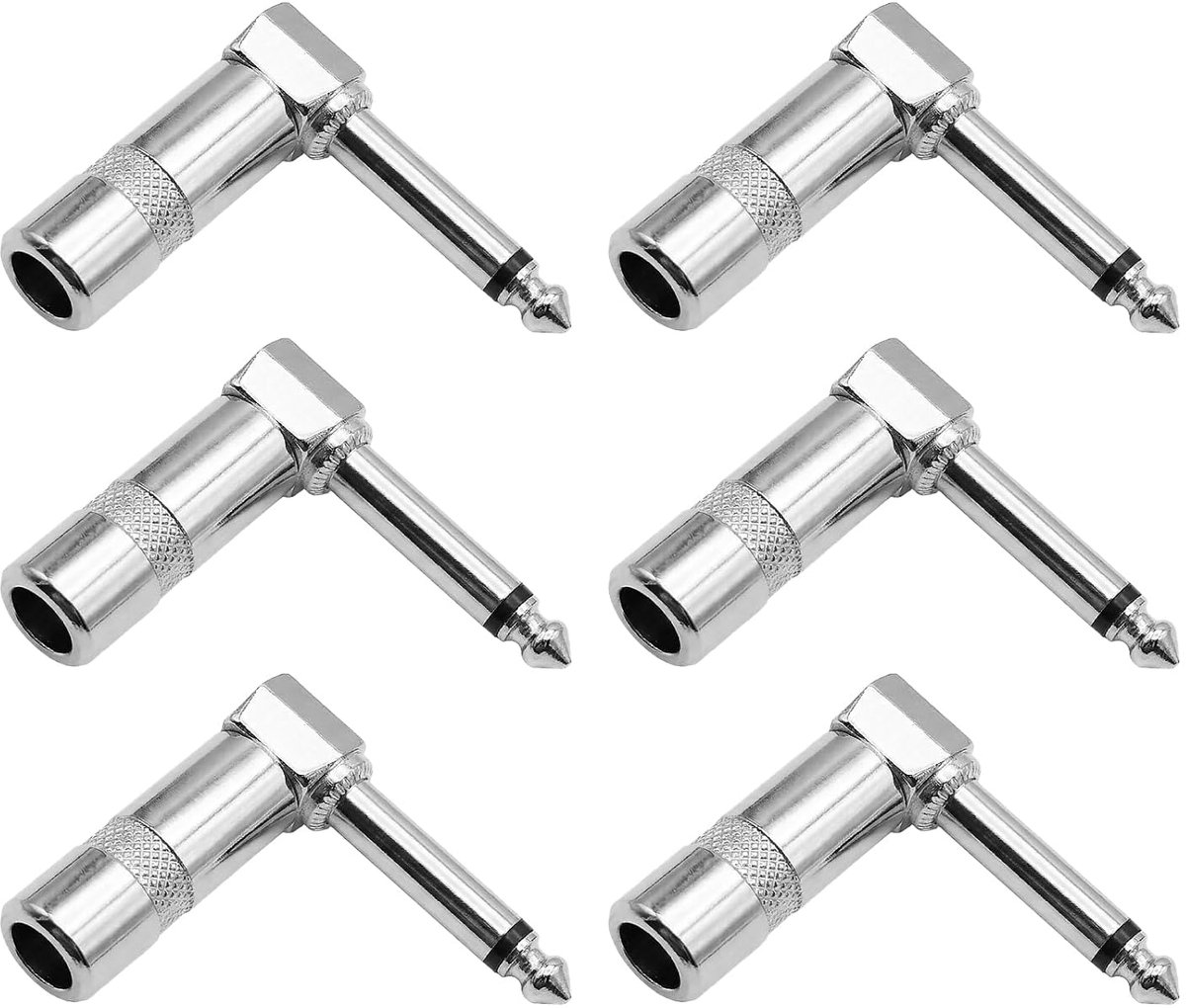 Solderplug 6.35 mm - 90 graden mono jack - voor audioverbindingen - ruimtebesparend ontwerp - ShopVlot