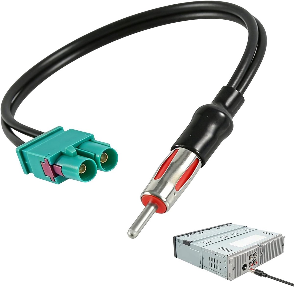 Autoradio antenneadapter dubbele Fakra naar DIN - 12V versterker - snelle plug & play installatie - ShopVlot