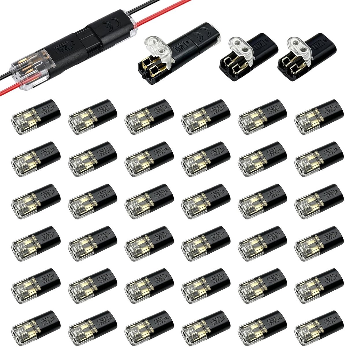 Kabelverbinders 2-polig - waterdichte snelconnector - voor 18-22 AWG draad - eenvoudige installatie zonder gereedschap - ShopVlot