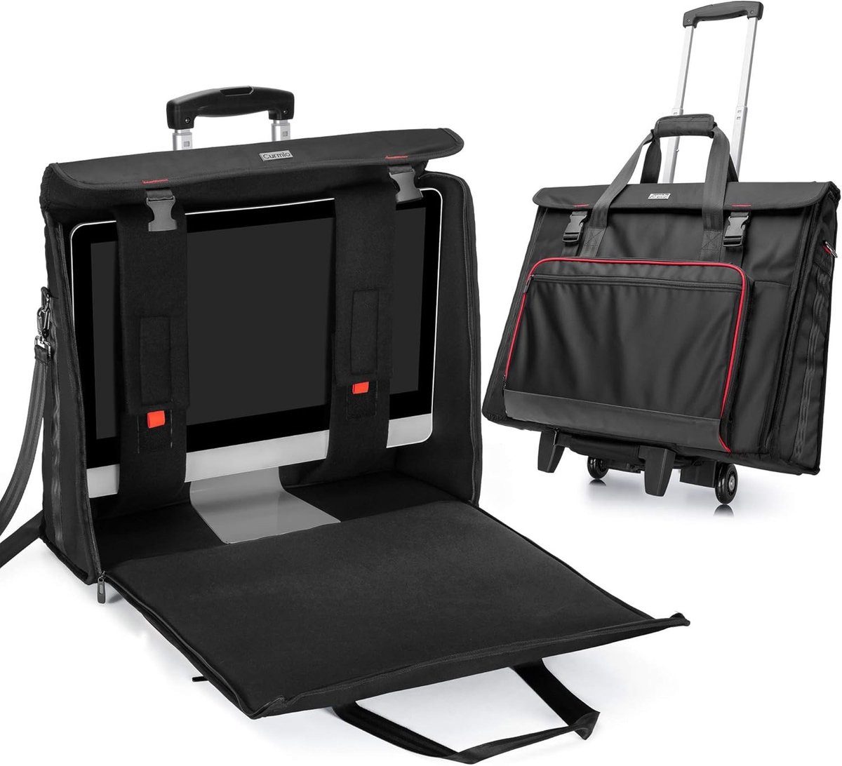 Draagtas voor 27" iMac met Afneembare Trolley, Zwart | Dikke Voering, Schouderriem, Transport en Opslag, Accessoire Tas