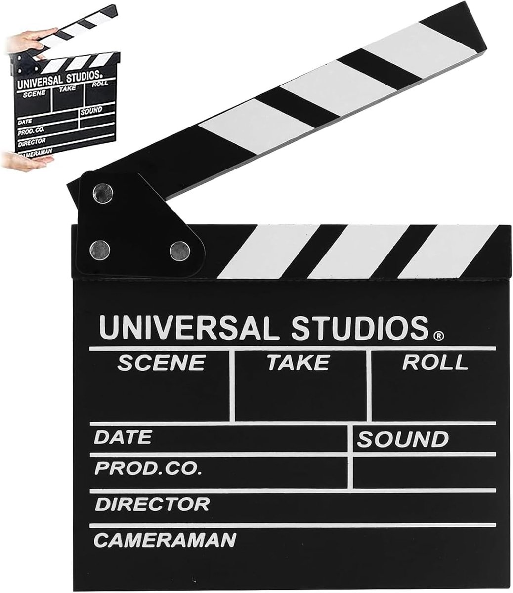 Film Flap 1 x Film TV Stijl - Robuuste Houten Filmklep - Klassiek Zwart Schrijfgedeelte voor Sets en Thuisbioscoop - ShopVlot