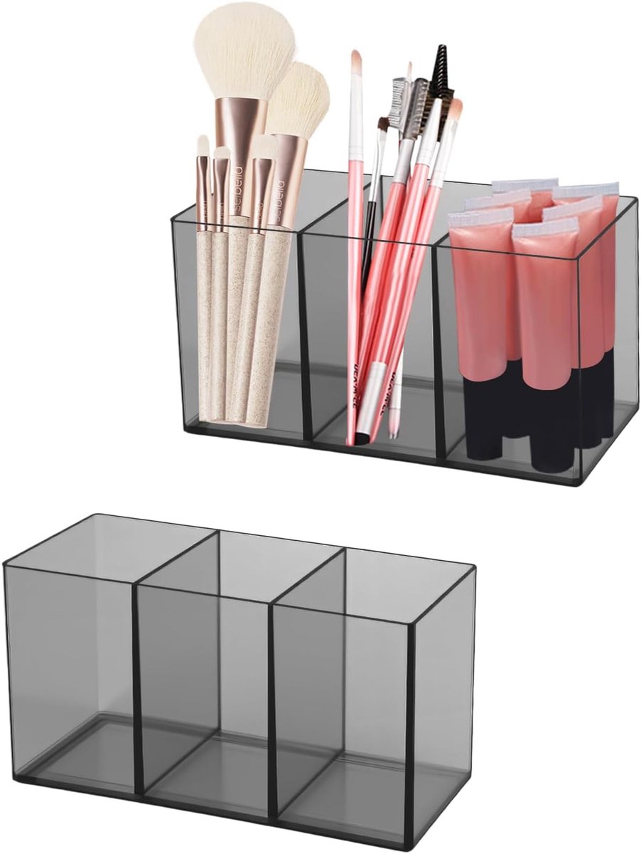 Makeup organiser - 2 stuks - acryl - 3 compartimenten - handige opberghouder voor make-up - ShopVlot