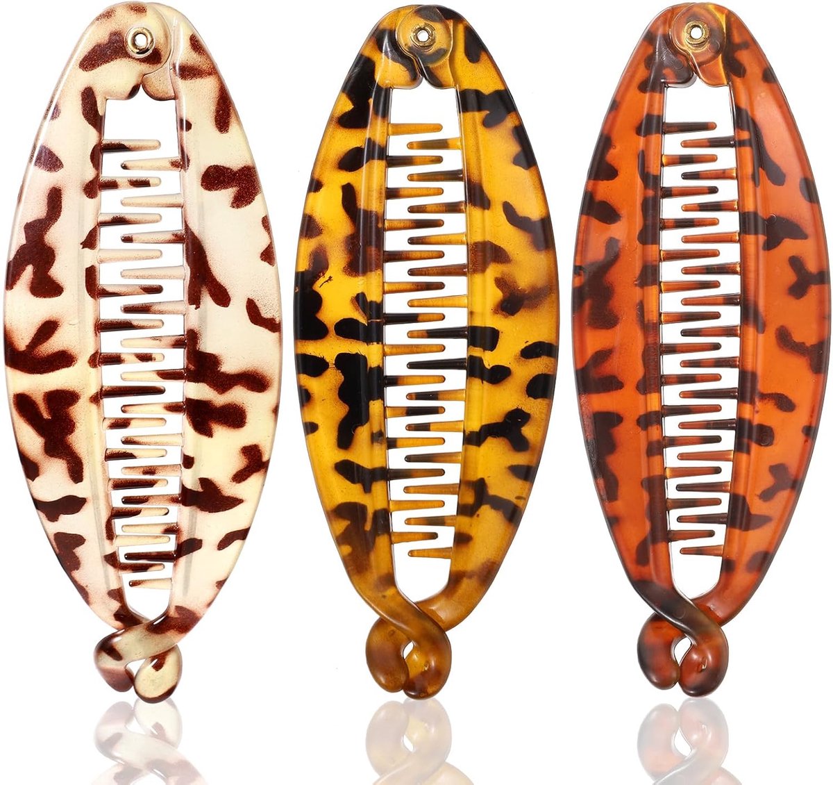 Banana haarclips 3 stuks - grote clips voor dik haar - duurzaam acryl - sterke grip voor paardenstaart - ShopVlot
