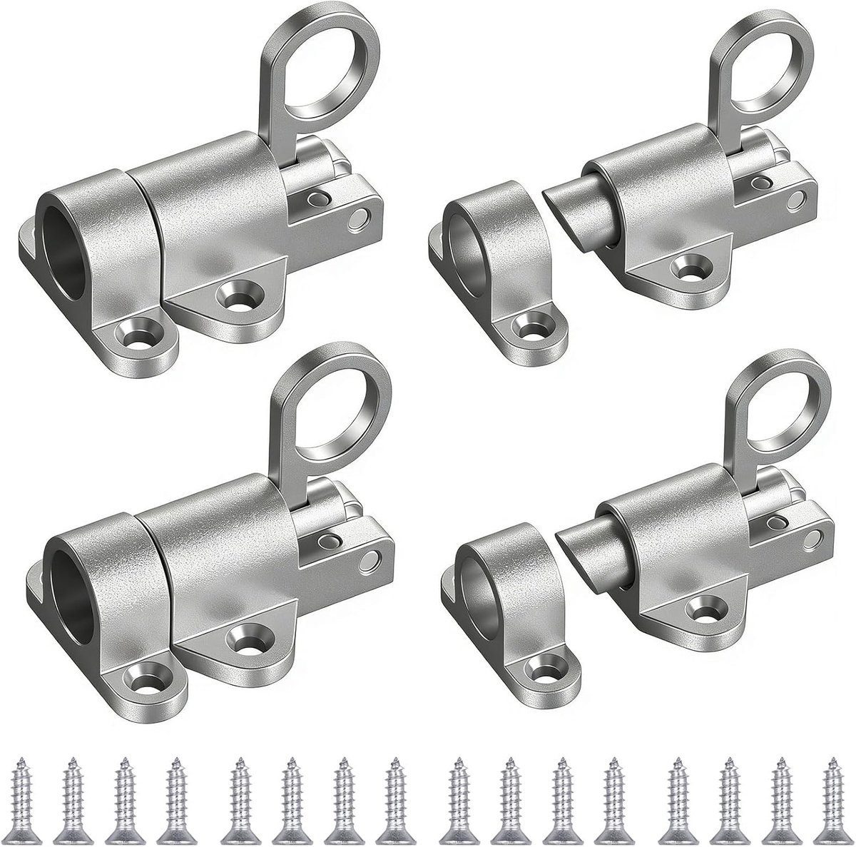 Automatische deurgrendel 4 stuks - zilver - eenvoudig te installeren - betrouwbare beveiliging - ShopVlot