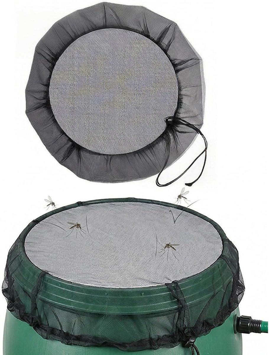 Afdekking voor regenton 60 cm - netstof - koordbevestiging - beschermt tegen bladeren - ShopVlot