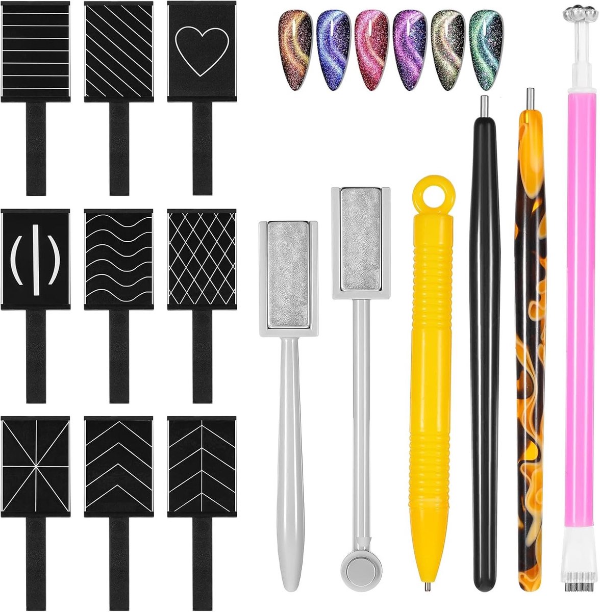 15-delige Nail Art Toolset met Magnetische Pen voor 3D Cat Eye Gel en Manicure Effecten