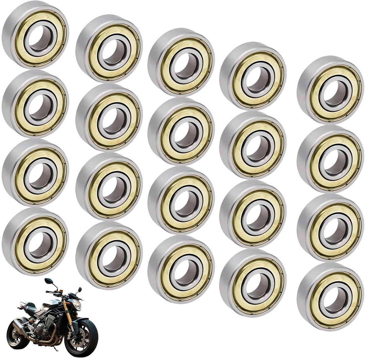 Set van 20 kogellagers 8 x 22 x 7 mm - metalen dubbel beschermde lagers - hoge kwaliteit voor skateboards - ShopVlot