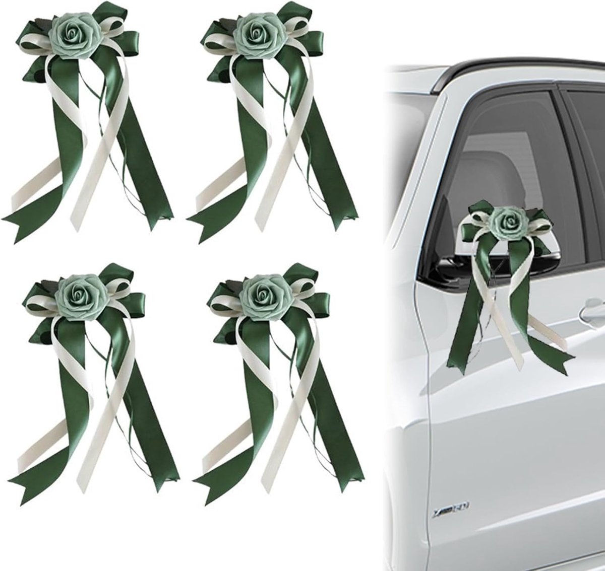 Huwelijksaut versiering 4 stuks - Decoratieve strikken - Hoogwaardige polyethyleen - Perfect voor bruiloften - ShopVlot