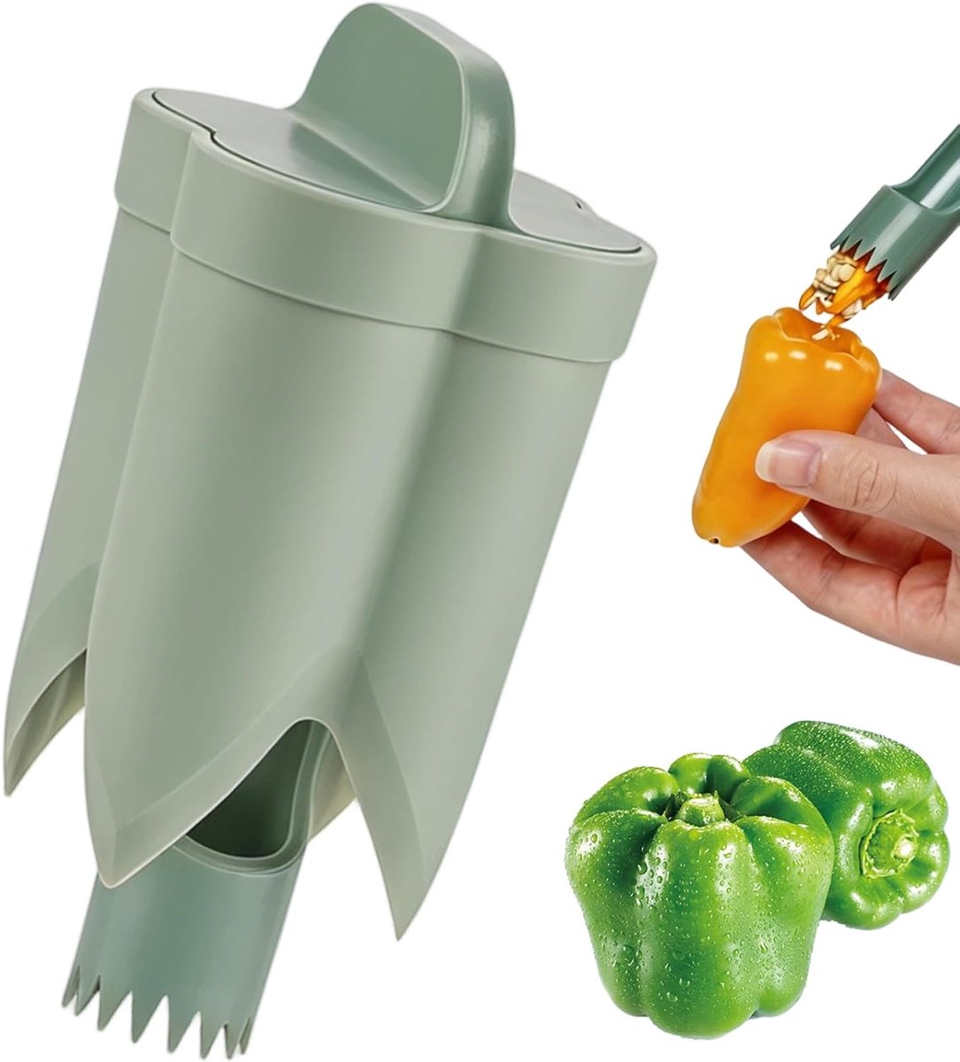 Peperpitverwijderaar 2-in-1 - Ergonomisch ontwerp - Comfortabele handgreep - Snel snijden en ontpitten - ShopVlot