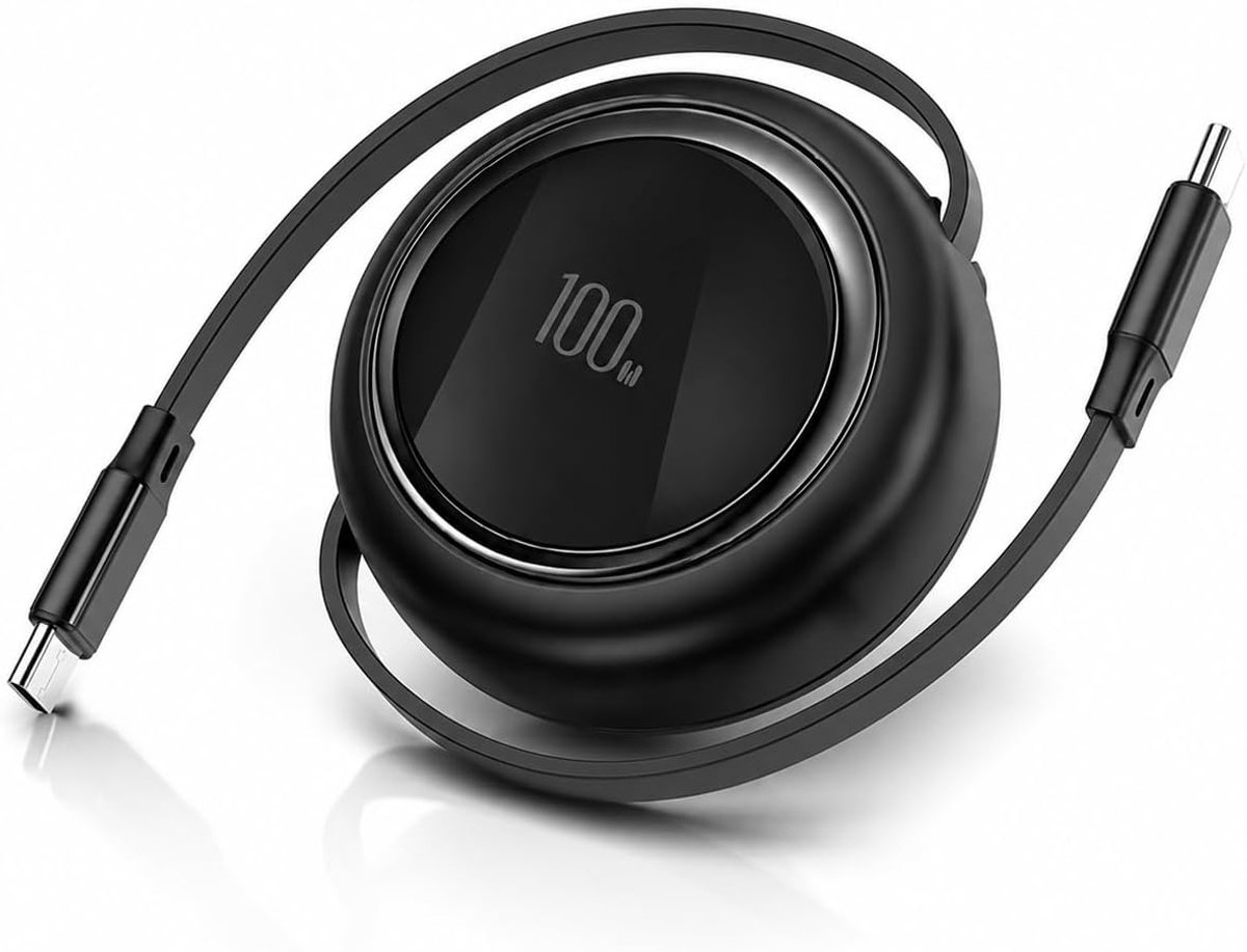 Uittrekbare USB-C-oplaadkabel 60 W, Cavo USB C retrattile con Ricarica Rapida e Regolazione Lunghezza a 4 Levelli 1M - ShopVlot