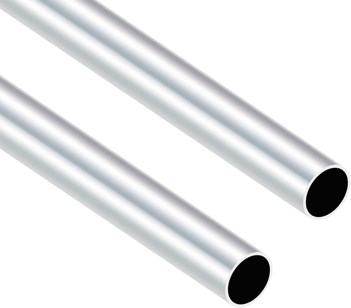 6063 Round Aluminum Tubes, 21mm OD, 19mm ID, 400mm Length, Seamless Aluminum Tubes for DIY Industry Decoration, 2pcs - ShopVlot