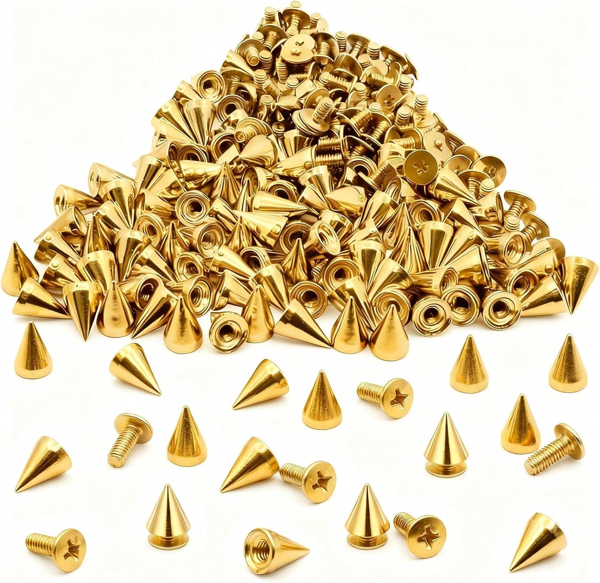 100pcs Punk Rivets, 7x10mm Spikes Studs for Clothing, Rivets Set for Clothes, Cone Spikes Metal Stainless Decorative - ShopVlot