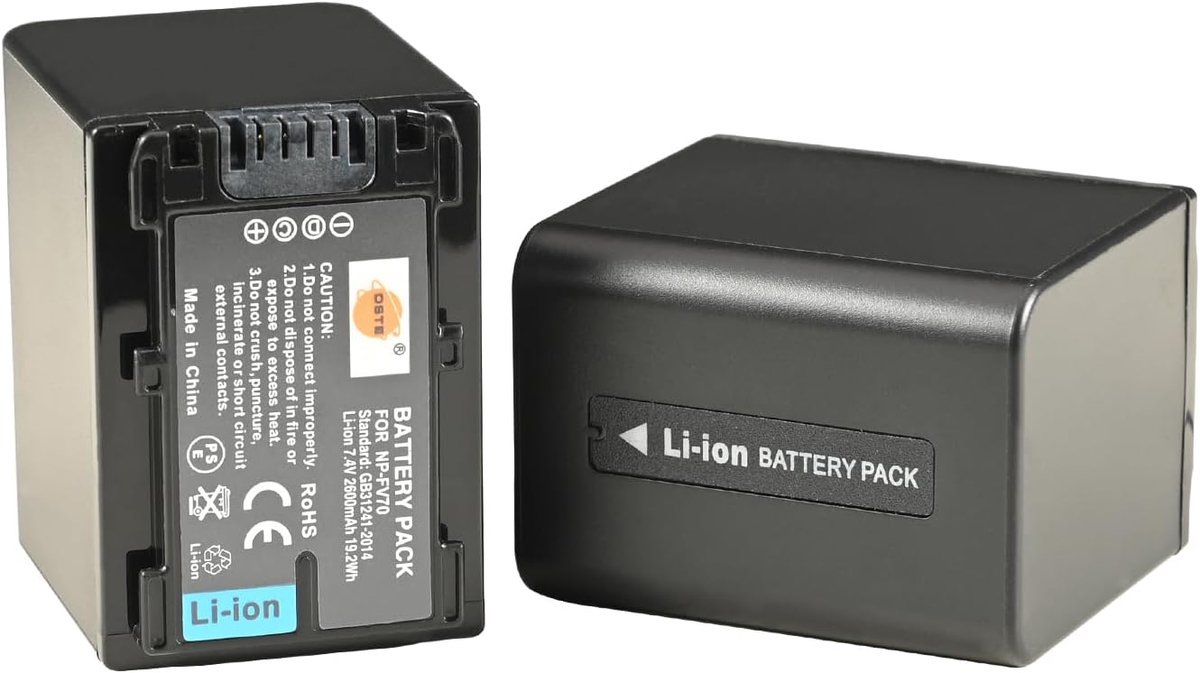 DSTE NP-FV70 2 Pack Rechargeable Li-ion Batteries Compatible with Sony DCR-SX21, DCR-SX44, DCR-SX45, DCR-SX63 - ShopVlot