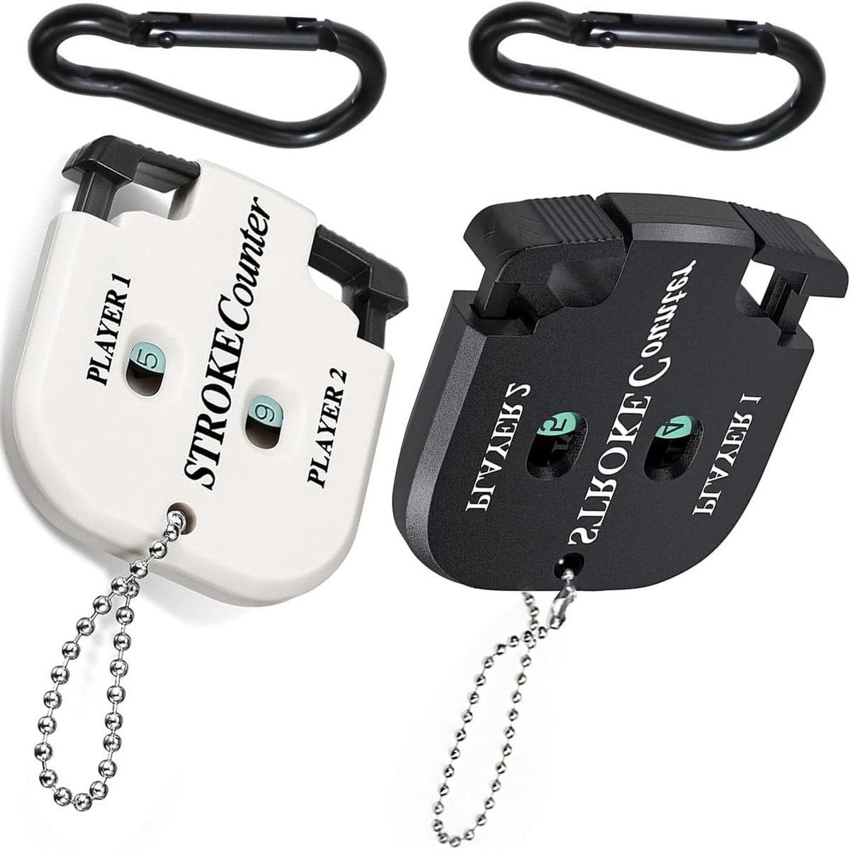 2pcs Golf Score Counter with 2 Carabiner Hooks, Player Counter, Manual Counter, Hole Counter, Golf for Counting, Point - ShopVlot
