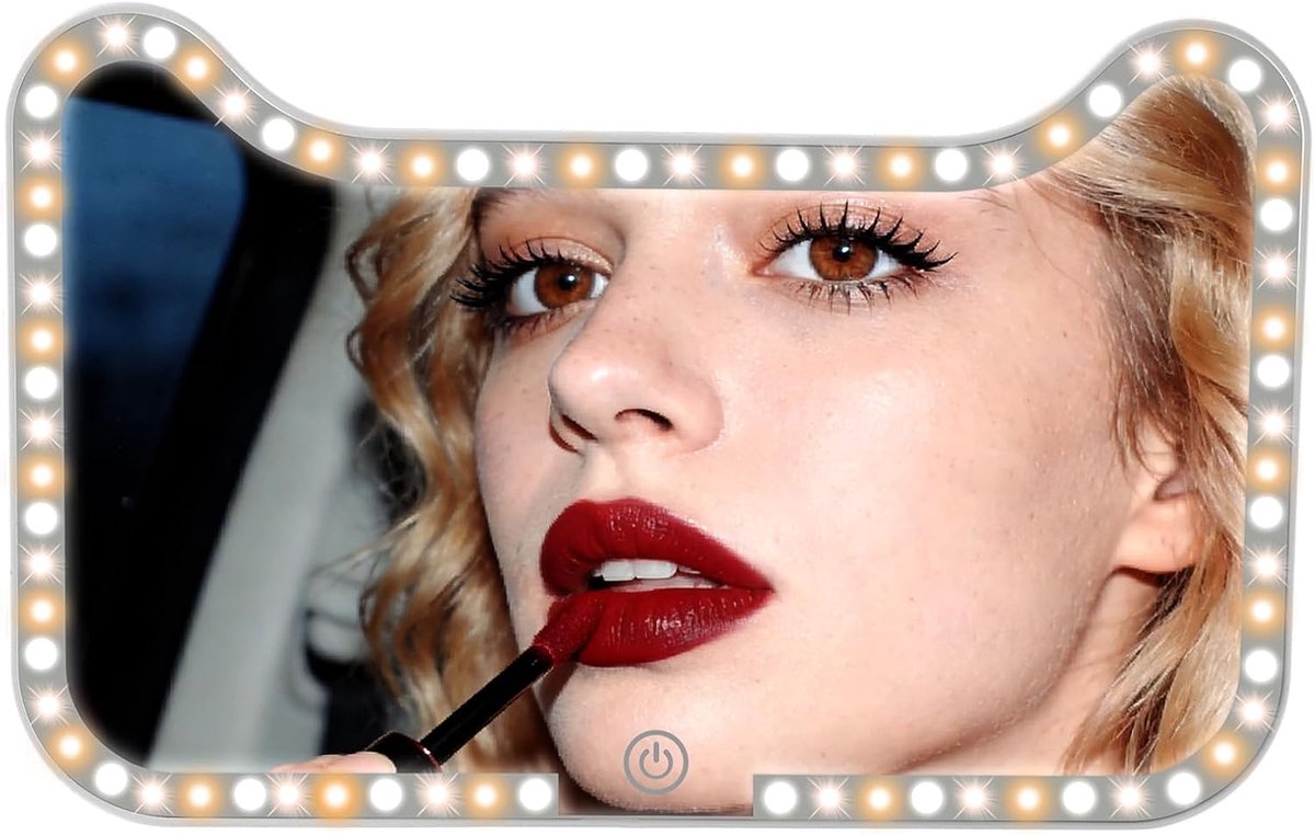 Car Car Mirror Rear View Mirror Car Makeup Rechargeable Scratch-Resistant Cute Mirror LED (3 Lighting Modes) - ShopVlot