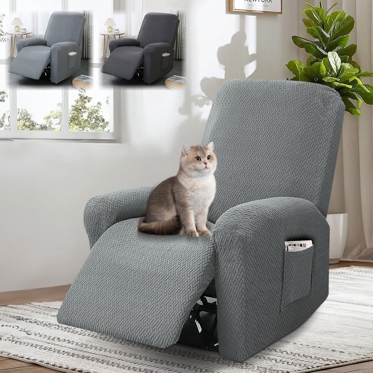 4 Piece Chair Cover, Non Slip Chair Protector for Recliner Chair, All-inclusive Chair Cover, Chair Cover with Armrest - ShopVlot