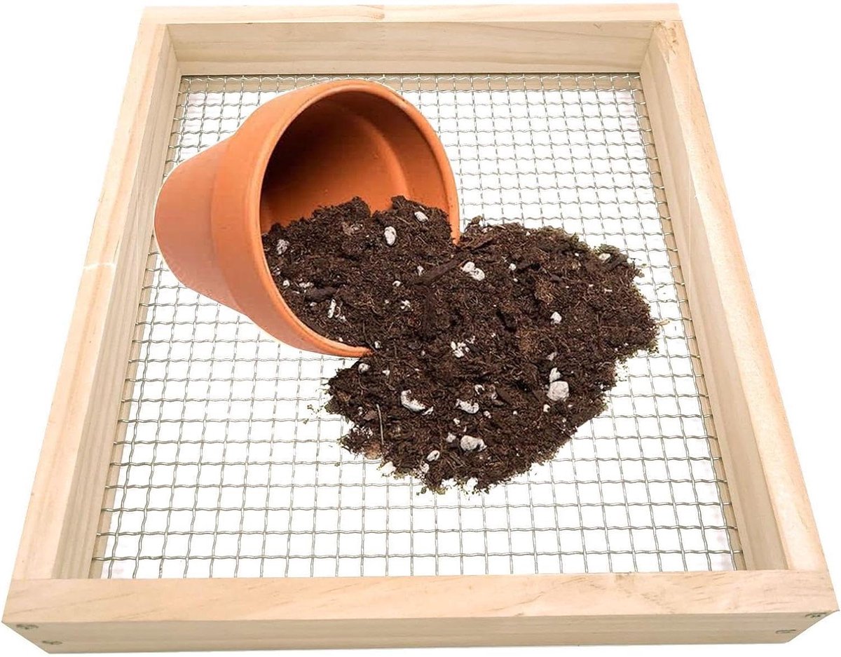 Compostzeef - Tuinzeef Bodemzeef - Potgrond Ziften - Robuuste Houten Constructie - 36 x 30 x 6 cm - Niet gespecificeerd