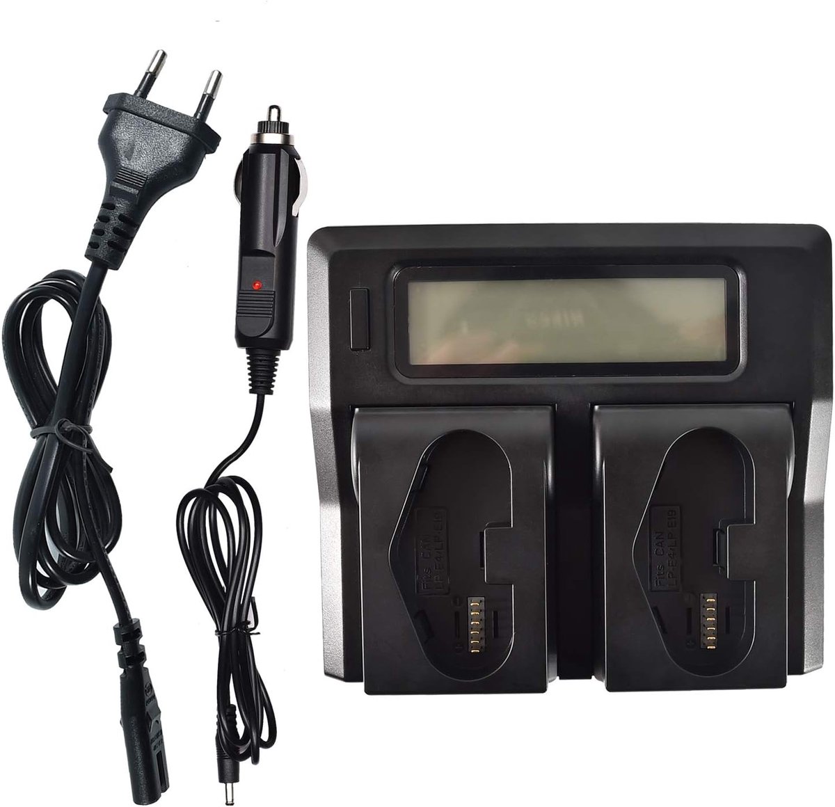 DSTE 1.5A LCD Fast Charging Dual Battery Charger (EUPlug) Compatible with Canon LP-E4 LP-E4N LP-E19 as LC-E19 - ShopVlot