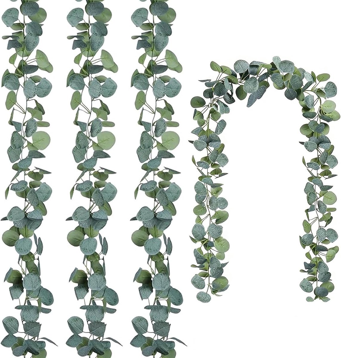 Eucalyptus slinger, 4 stuks kunstmatige eucalyptus slinger, 1,8 m kunstmatige eucalyptus voor achtergrond - ShopVlot