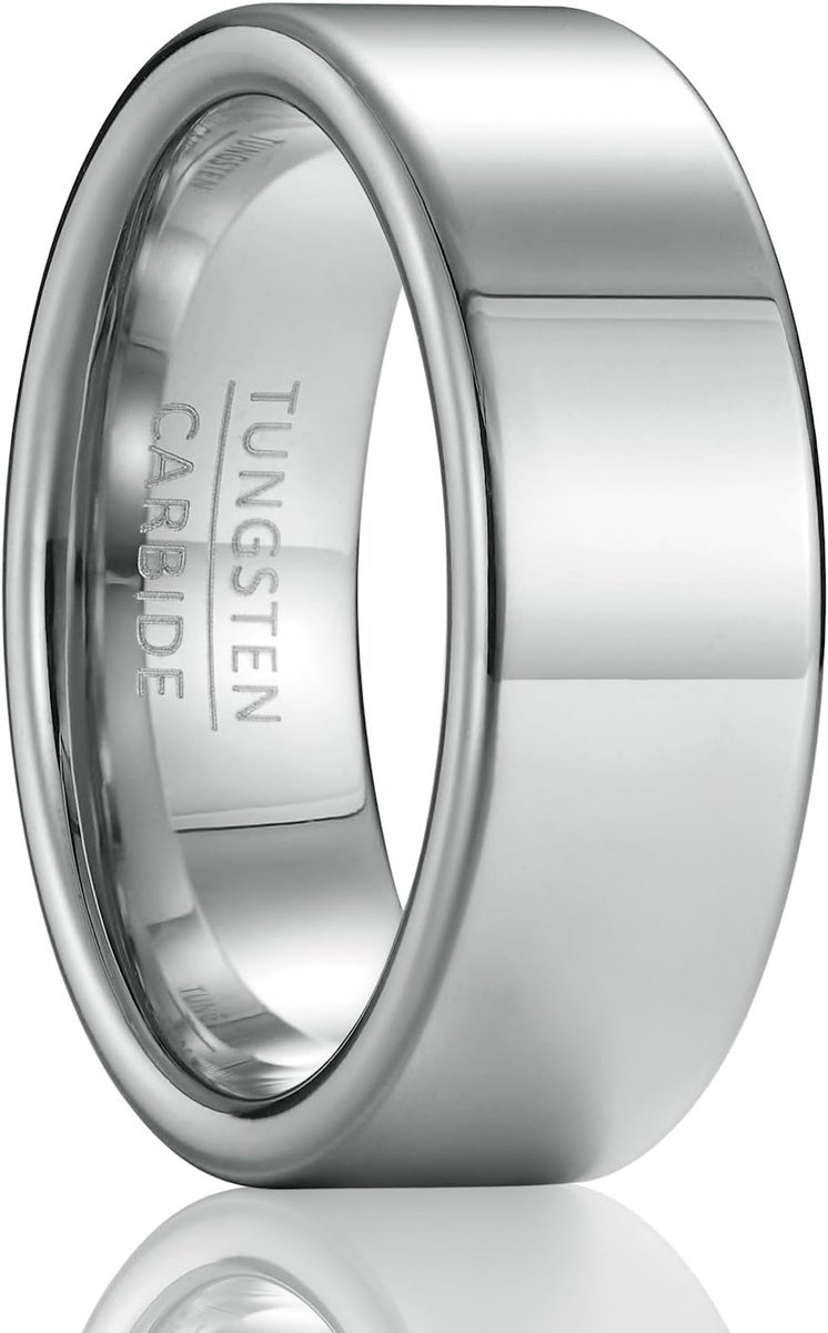 wedding rings for men and women, universal tungsten carbide jewellery for couples, mens rings, 8mm wide, flat - ShopVlot