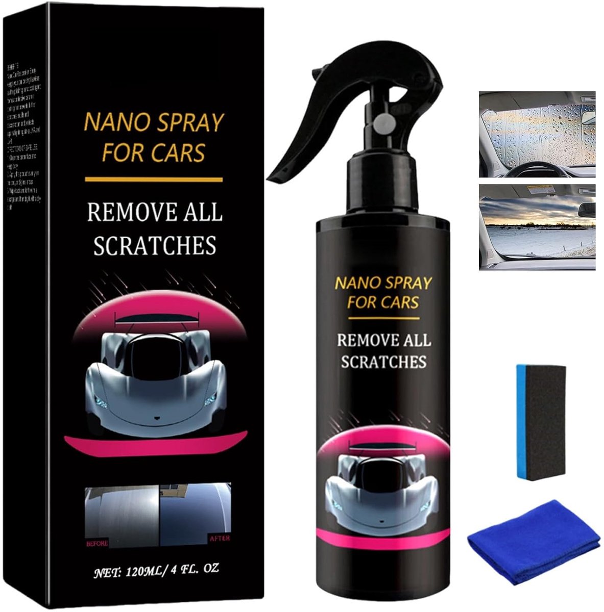 Autopolijstmiddel en spuitcoating, Quick Effect Coating Agent for Car, met spons en handdoek, Ceramic Ultra Speed Wax - ShopVlot