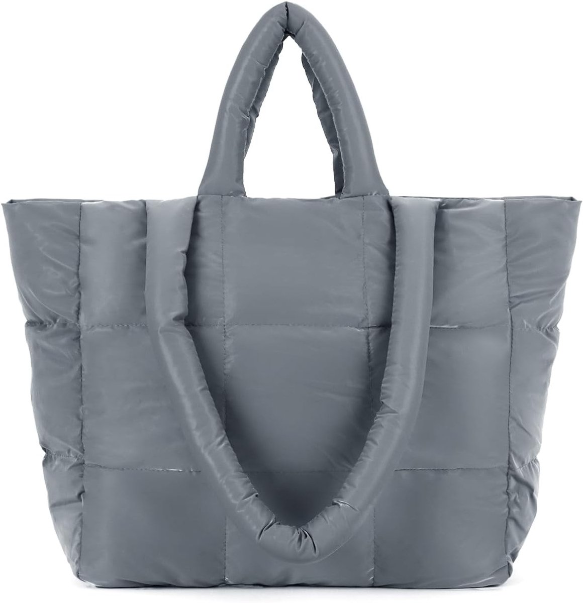 Fecialy Padded Tote Bags for Women, Large Buffer Bag, Padded Nylon Shoulder Bag, Puffy Satchel Travel Handbag - ShopVlot