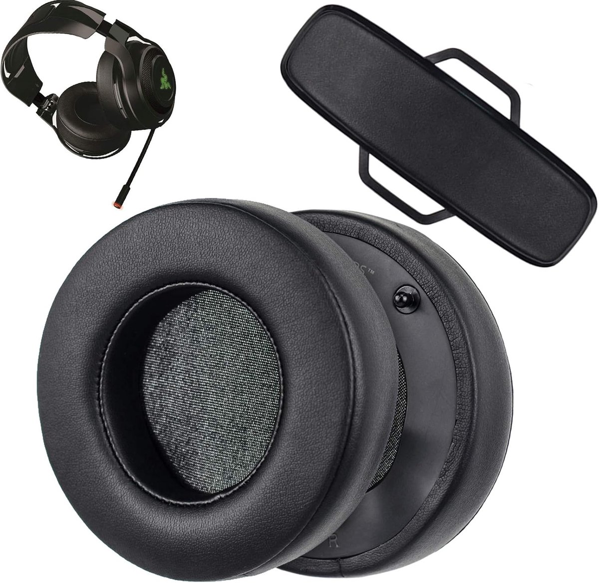 Memory Foam Ear Pads Replacement Pads, Shiny Black, Compatible with SINDERY ManO'War Wireless 7.1 Surround Sound - ShopVlot
