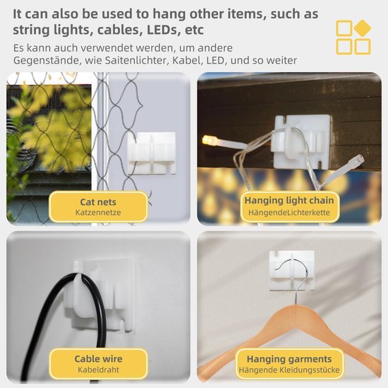 Hook for attaching cat and balcony net, no drilling, 30 hooks without drilling + glue, hooks for attaching cat net - ShopVlot — afbeelding 4