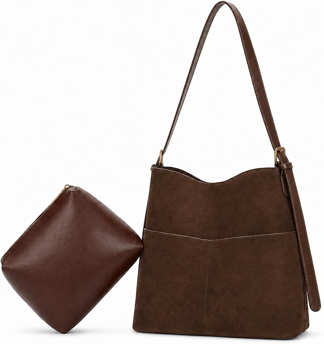 SENDEFN Schoudertas voor dames, crossbodytas van suède met verstelbare riem - ShopVlot