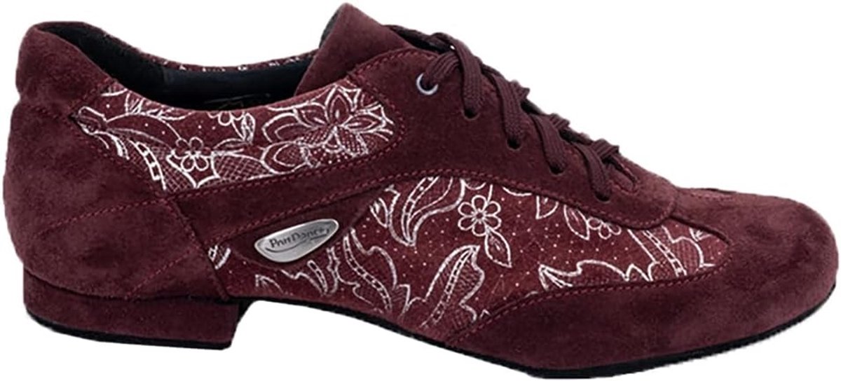 Portdance Trainer shoes PD09 for women - upper material: leather burgundy/white - heel: 1.5 cm micro heel - ShopVlot
