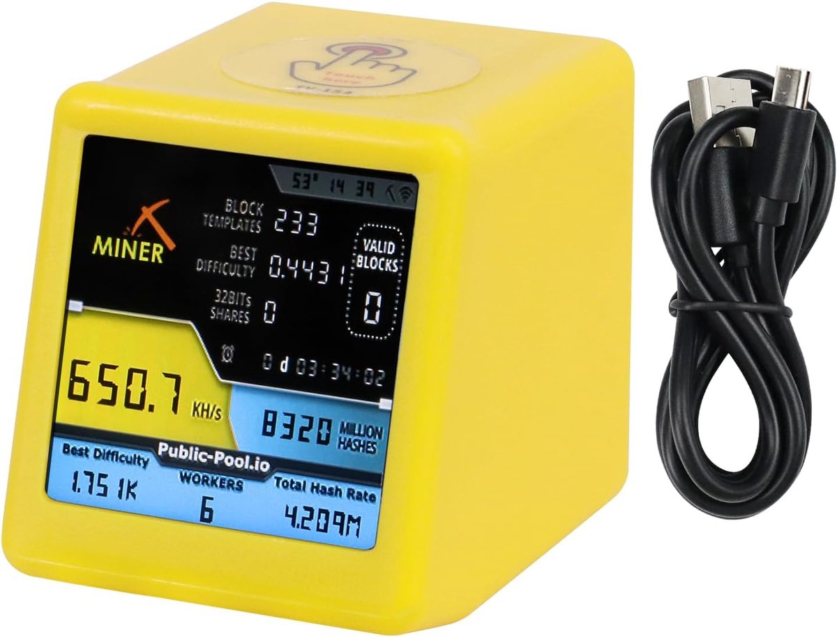 Freenove Bitcoin Miner Solo Lottery Miner Mini ESP32 TV, 1.54" Display 240x240 Pixel IPS Screen, Dual-core 32-bit - ShopVlot