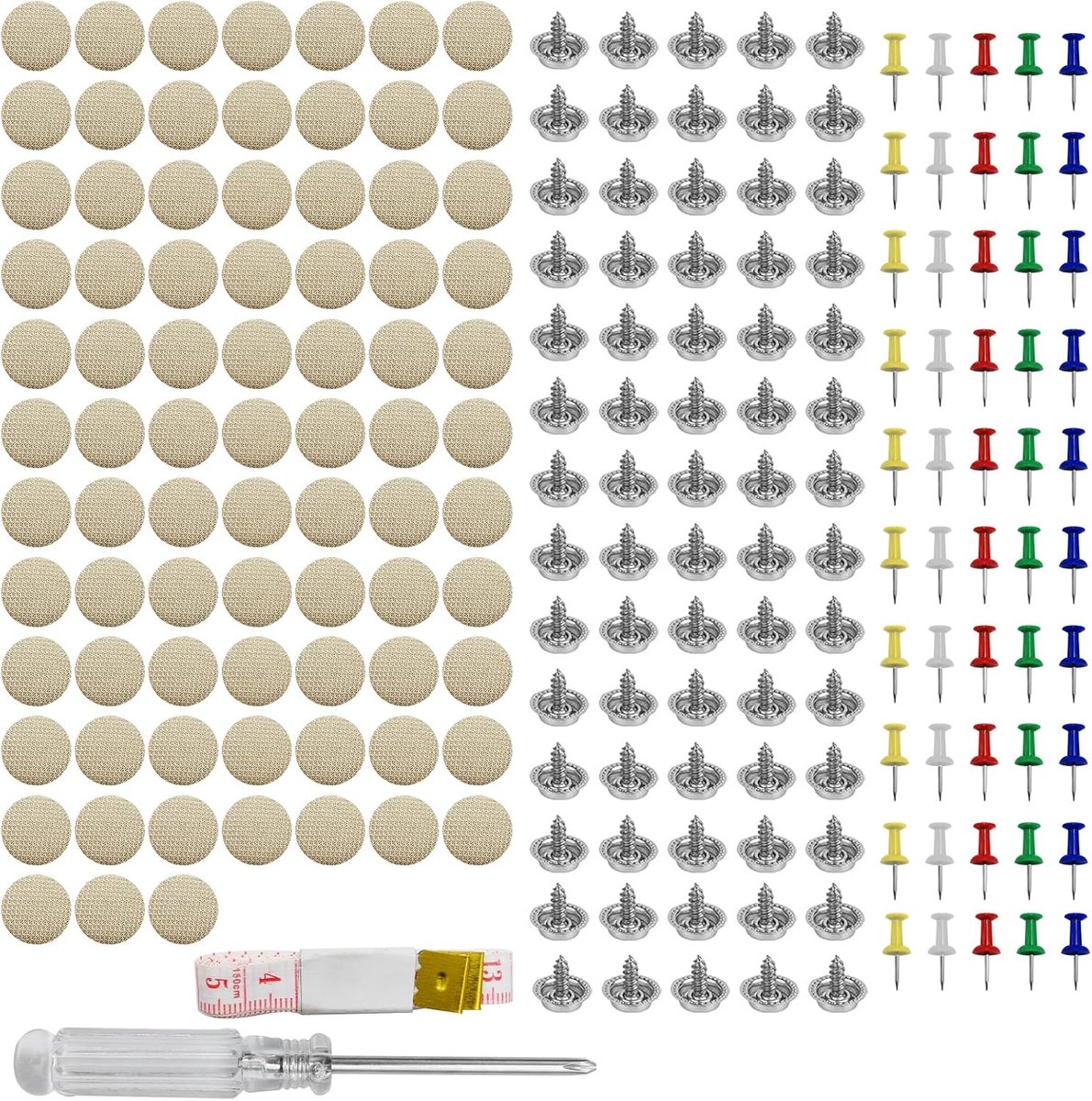 80 Piece Roof Repair Kit Universal Rivets with Pins, Screwdriver and Tape Measure for All Cars, Trucks (Beige) - ShopVlot